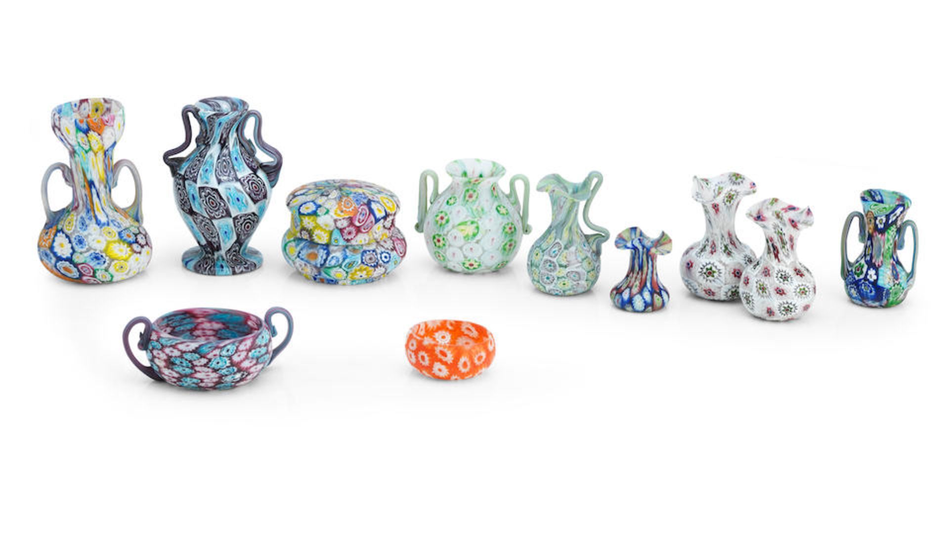 A collection of Murano millifiori glass Fratelli Tossi circa 1890