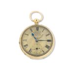 J. W Flinn, London. An 18 carat open face key wind pocket watch