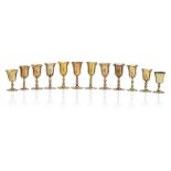 Twelve Scottish copper alloy travelling communion cups 18th/19th Century