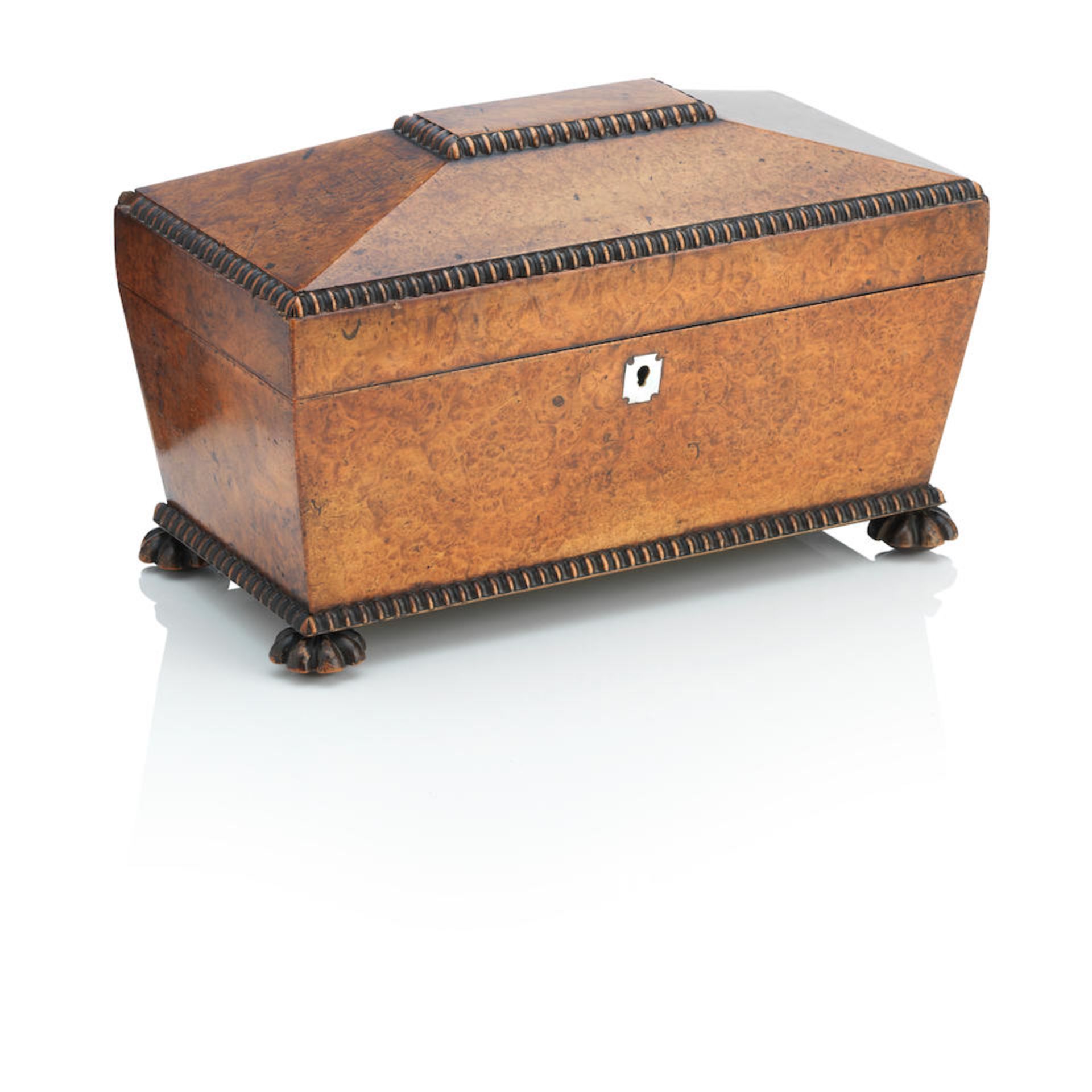 A Scottish Regency amboyna tea caddy Circa 1820