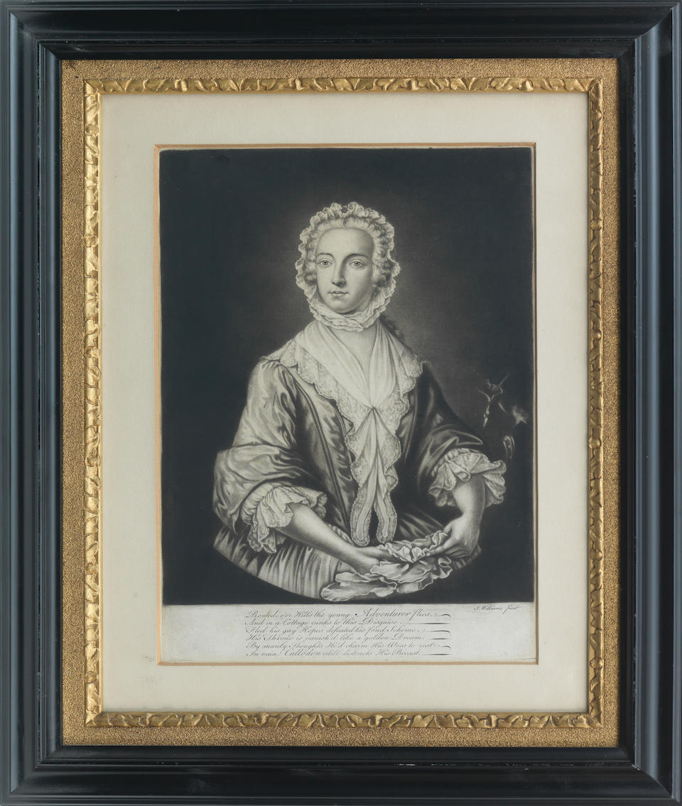 J. Williams, a mezzotint showing Prince Charles Edward Stuart disguised as Betty Burke 18th cent... - Image 2 of 2