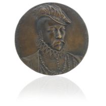 A bronze medallion of Charles IX of France Modelled by Germain Pilon