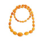 An amber bead necklace