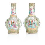 A pair of famile rose bottle vases 19th Century