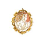 A shell cameo brooch, mid 19th century