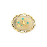 A gold and turquoise brooch, mid 19th century