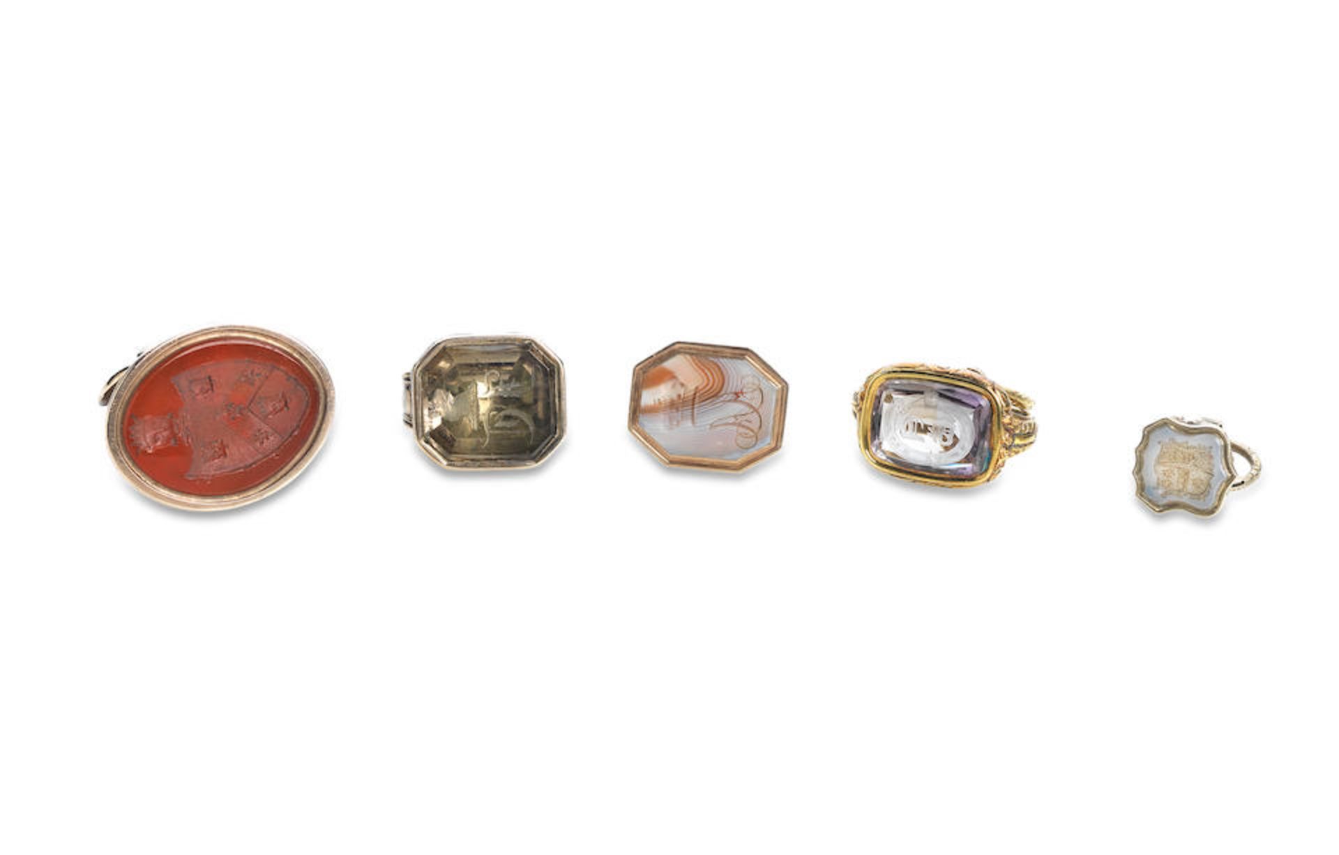 A collection of early 19th century hardstone fob seals (5) - Image 2 of 2