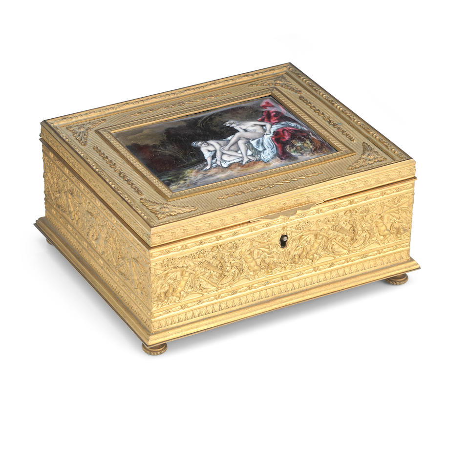 An ormolu and Limoges enamel mounted casket 19th Century