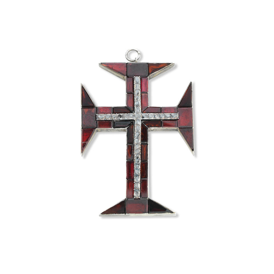 A Garnet and diamond cross of the Portuguese Order of Christ, circa 1790