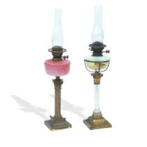 Two Victorian paraffin lamps 19th Century (2)