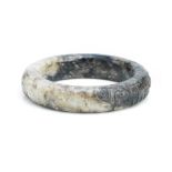 A carved jade bangle 18/19th Century