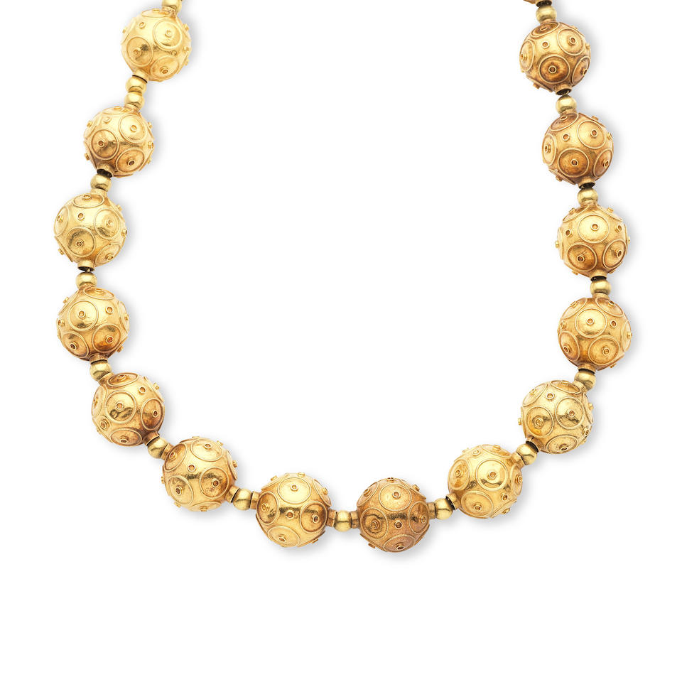 GOLD PEARL NECKLACE COLLIER BILLES OR - Image 2 of 2
