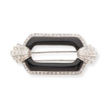 ONYX AND DIAMOND BROOCH BROCHE ONYX ET DIAMANTS