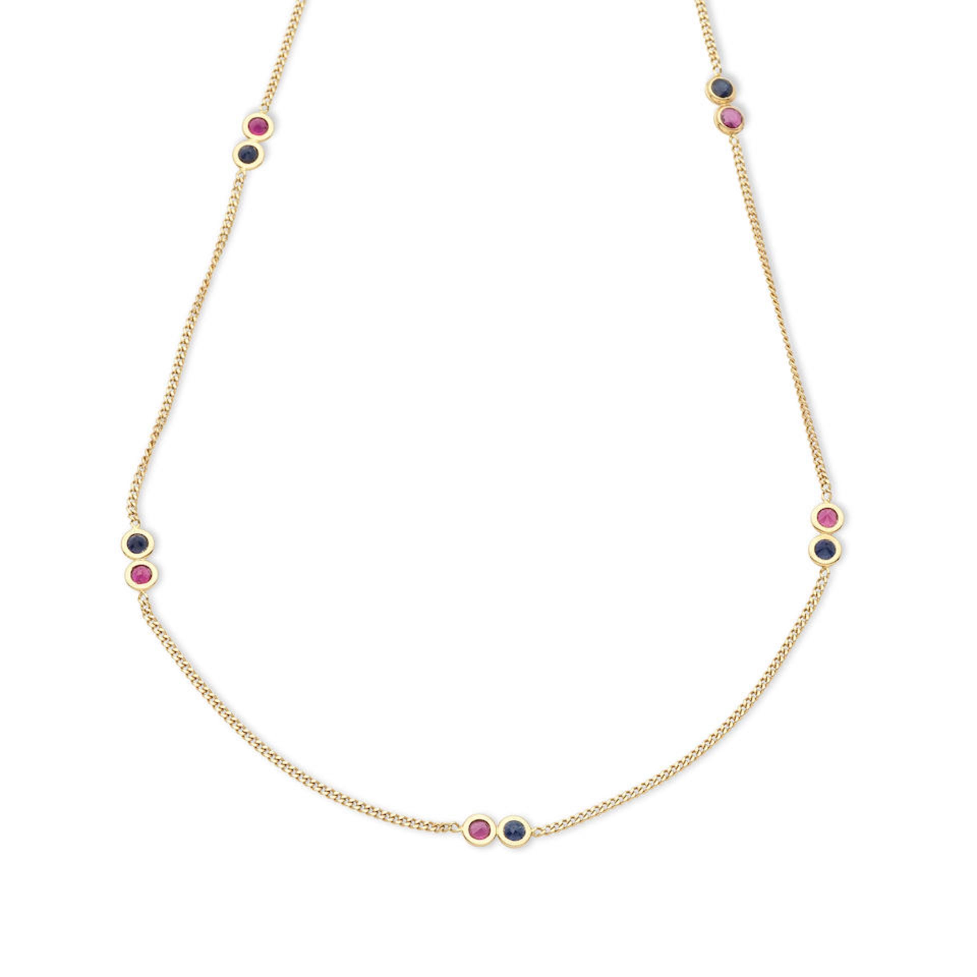 RUBY AND SAPPHIRE NECKLACE COLLIER RUBIS ET SAPHIRS - Image 2 of 2