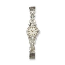 LADY'S DIAMOND MANUAL WIND BRACELET WATCH MONTRE BRACELET DE DAME DIAMANTS, MOUVEMENT MECANIQUE