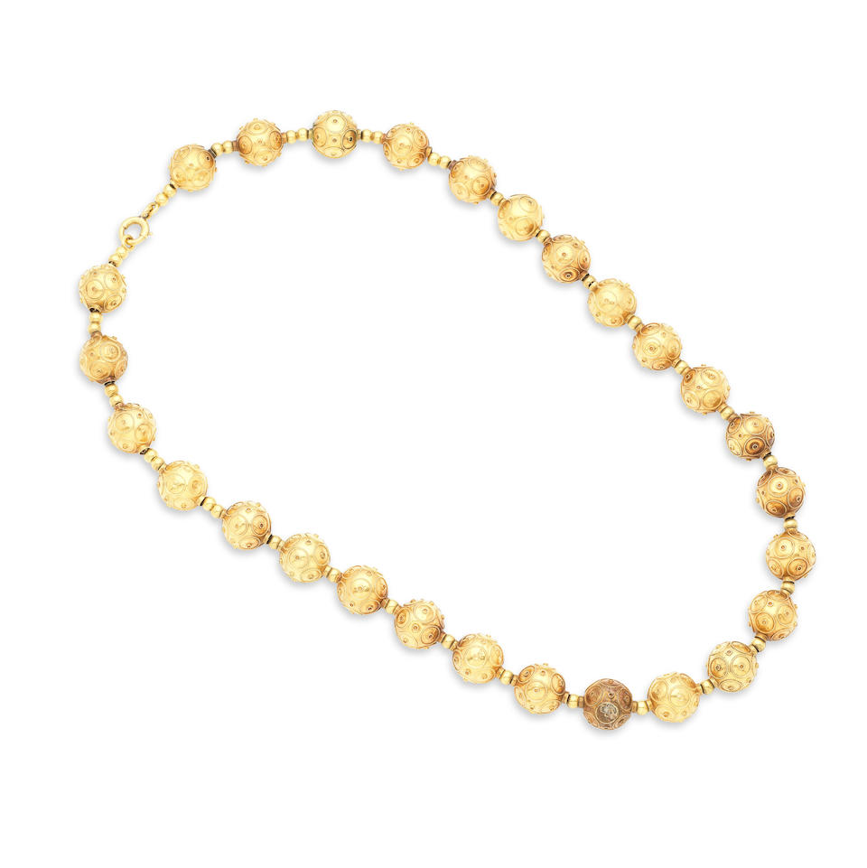 GOLD PEARL NECKLACE COLLIER BILLES OR