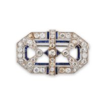 SAPPHIRE AND DIAMOND BROOCH, CIRCA 1930 BROCHE SAPHIRS ET DIAMANTS, CIRCA 1930