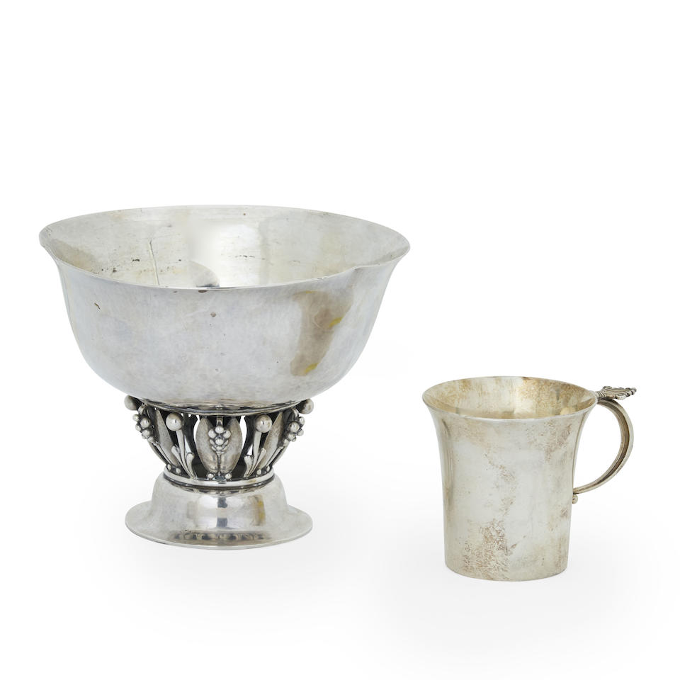 A Georg Jensen Sterling Silver Compote Bowl and 'Acanthus' Cup,