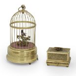 Two French Brass Bird Automatons,