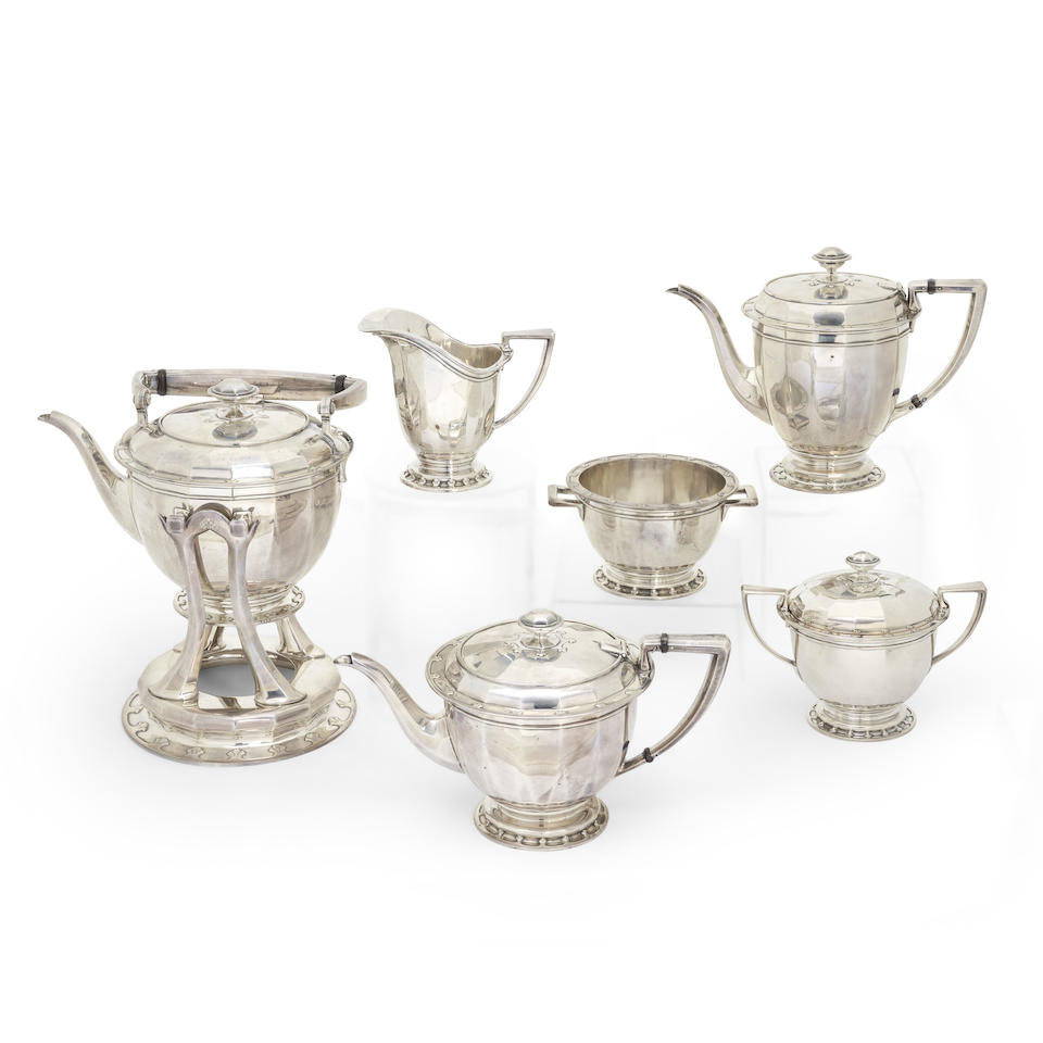Six-piece Tiffany & Co. 'St. Dunstan' Sterling Silver Coffee & Tea Service,