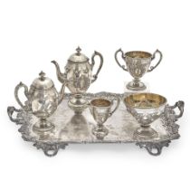 Five-piece .875 German Silver Coffee and Tea Service,