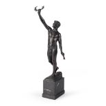 After Ludwig Eisenberger (German 1895-1920) Bronze Sculpture of a Gladiator with Raised Victory ...