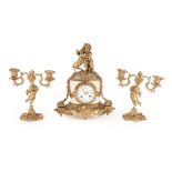 Three Piece Japy Freres Clock Garniture, France, 19th century,