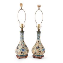 Pair of 'Cloisonne' Style Porcelain Lamp Bases, France, 19th century,