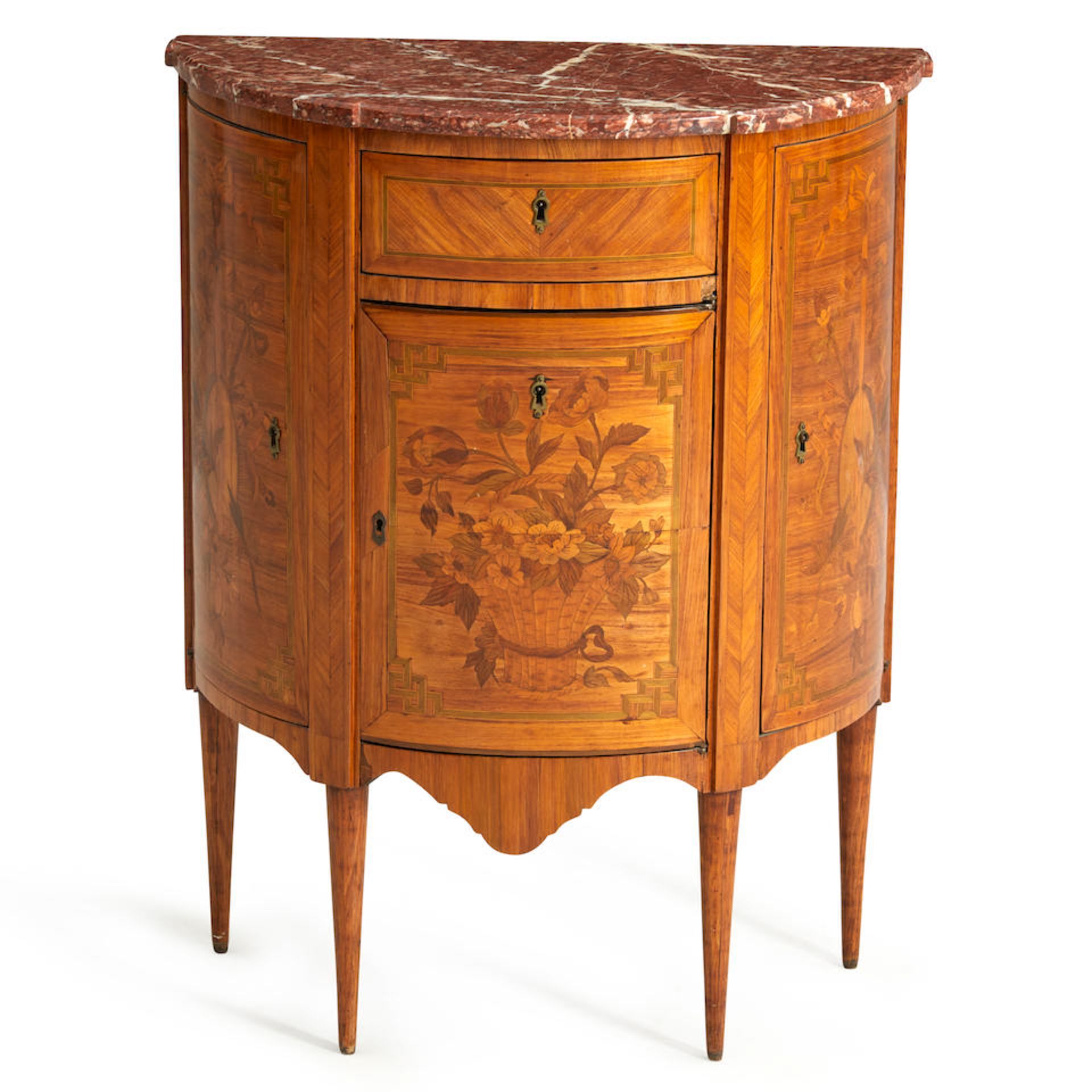 Paul Sormani Marble-top Demilune Commode, France, c. 1900,