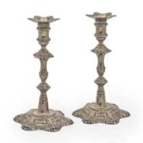 Pair of George II Sterling Silver Candlesticks,