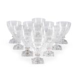 Set of Eleven Etched Drinking Glasses,