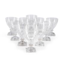 Set of Eleven Etched Drinking Glasses,