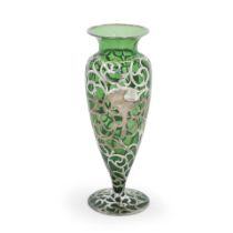 Glass Vase with Silver Overlay,