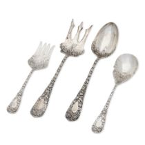 Four Durgin 'Chrysanthemum' Sterling Silver Serving Pieces,