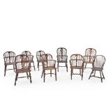 Assembled Set of English Windsor Dining Chairs, 18th & 19th century,