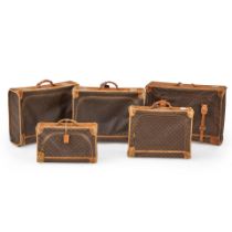 Five Piece Suite of Soft-sided Louis Vuitton Luggage, 20th century,