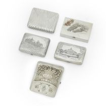 Five Russian .875 Silver Cigarette Cases,