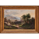 C. Sommers (American, 19th century) Herding Cattle Along a Mountain Path framed 102.0 x 143.0 x...