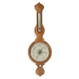 Walnut Banjo Barometer, England, 19th century,