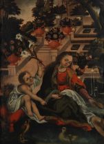 Spanish School, 18th Century The Madonna and Child in a garden