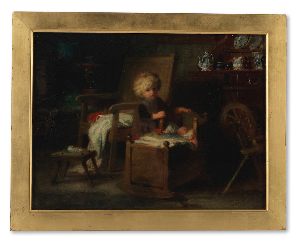 John Morgan, RBA (British, 1823-1886) 'Minding Baby' - Image 2 of 3