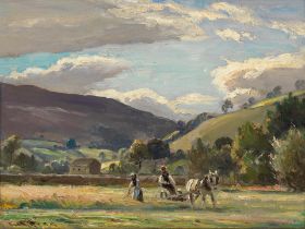 Ernest Higgins Rigg (British, 1868-1947) Harvest time in the Dales