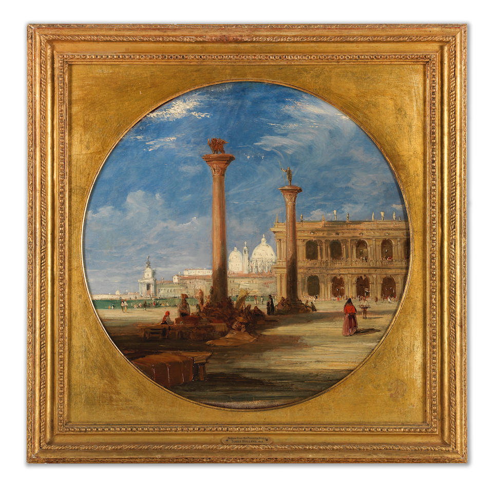 James Holland, RWS (British, 1799-1870) The Dogana from the Piazzetta, Venice tondo 43.3 (17 1/1... - Image 2 of 3