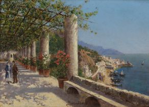 Antonietta Brandeis (Czech, 1849-1926) On the terrace dei Cappuccini, Amalfi