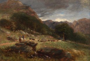 David Cox Snr. O.W.S. (British, 1783-1859) Cattle droving in the mountains