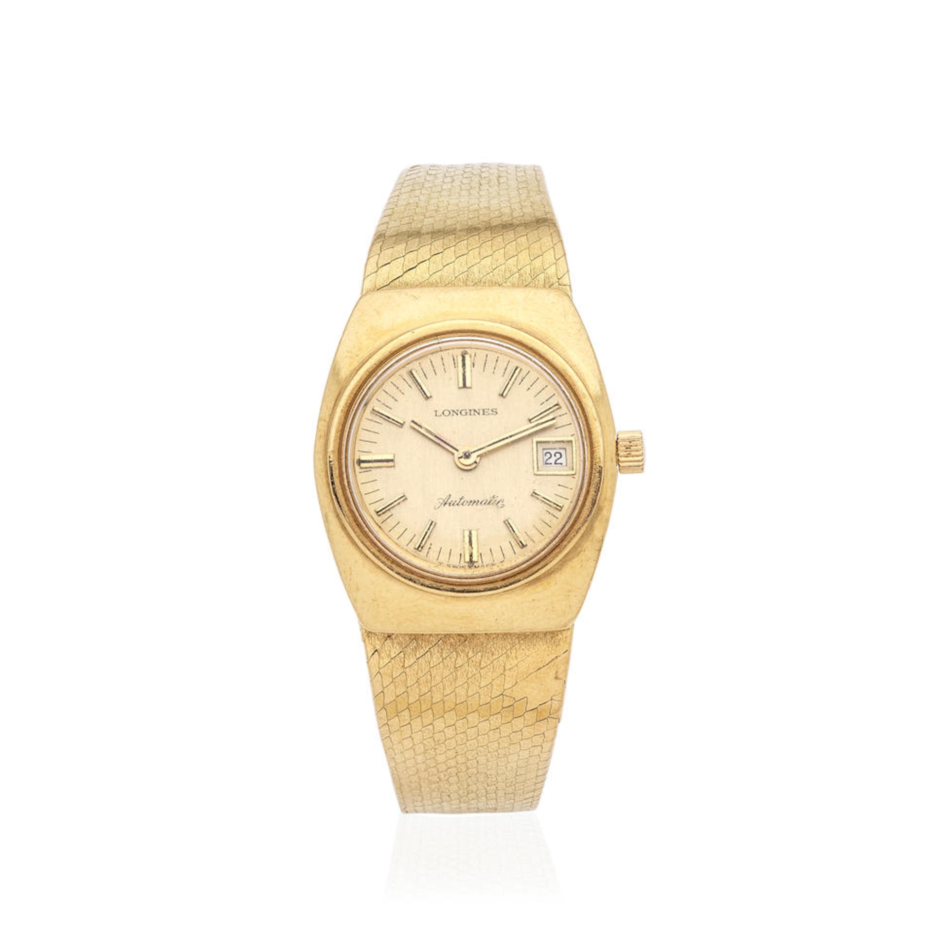 Longines. A lady's 18K gold automatic calendar bracelet watch Longines. Montre bracelet de dame ...
