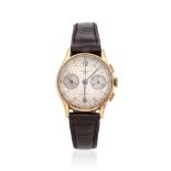 Chronographe Suisse. An 18K gold manual wind chronograph wristwatch Chronographe Suisse. Chronog...
