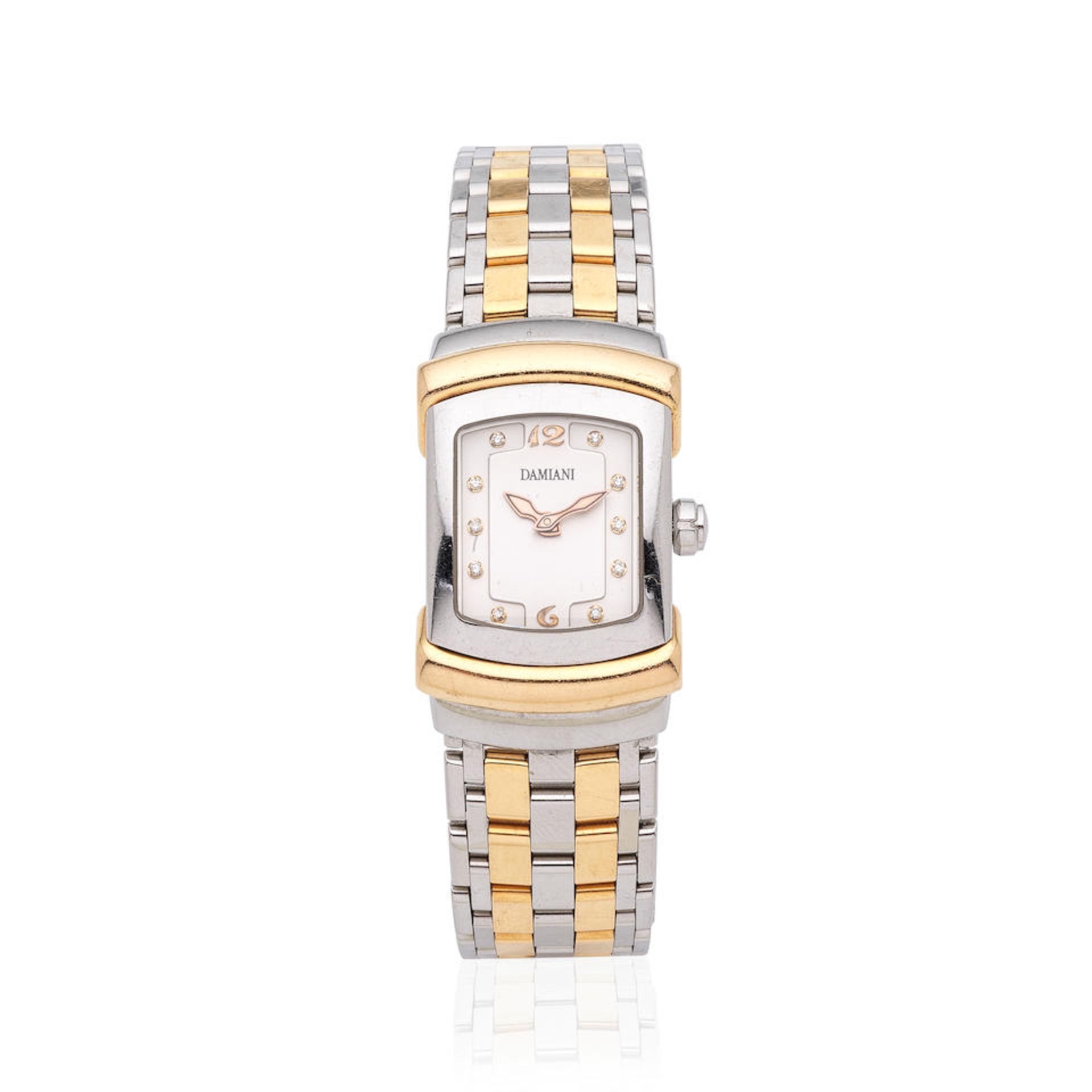 Damiani. A stainless steel and gilt metal quartz bracelet watch Damiani. Montre bracelet en acie...