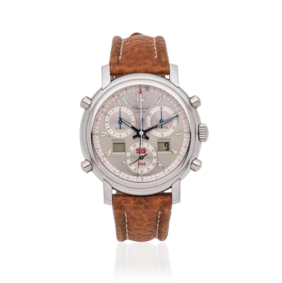 Chopard. A stainless steel quartz calendar chronograph wristwatch Chopard. Chronographe bracelet...