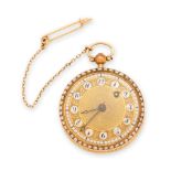 An 18K gold open face keywind pocket watch Montre de gousset à cadran ouvert en or jaune 18...